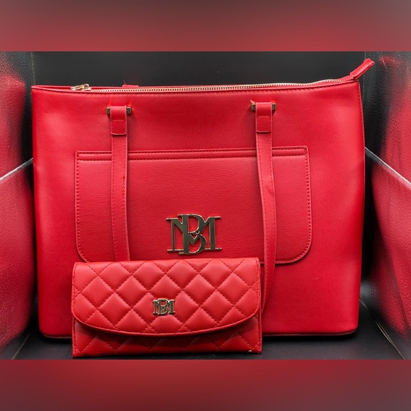 Badgley Mischka NWT Bold Red Tote Matching Wallet Available In Separate Listing - Picture 3 of 11